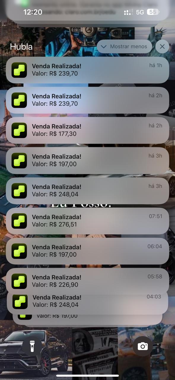 Notificações de vendas realizadas